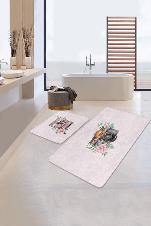 Set di 2 Tappetini da bagno antiscivolo Deniz BPS297 Rectangle Multicolore, 100 x 60 cm / 60 x 50 cm (1)