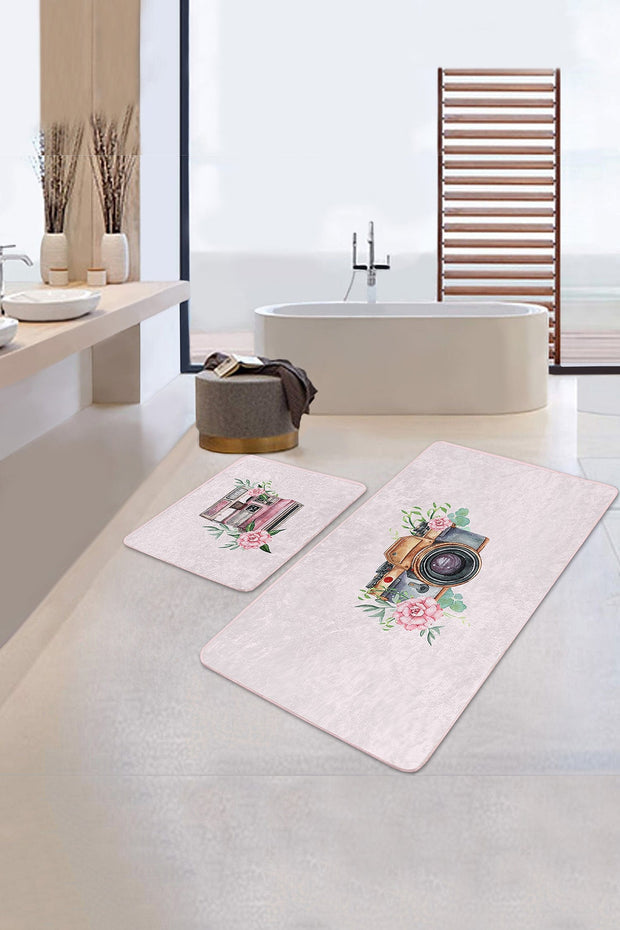 Set di 2 Tappetini da bagno antiscivolo Deniz BPS297 Rectangle Multicolore, 100 x 60 cm / 60 x 50 cm (1)