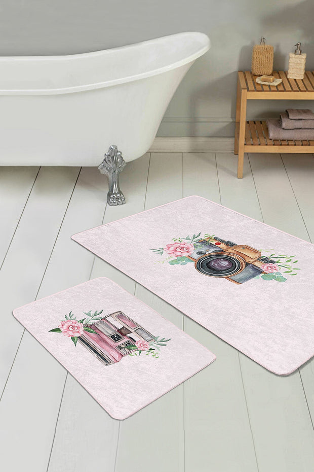 Set di 2 Tappetini da bagno antiscivolo Deniz BPS297 Rectangle Multicolore, 100 x 60 cm / 60 x 50 cm (2)