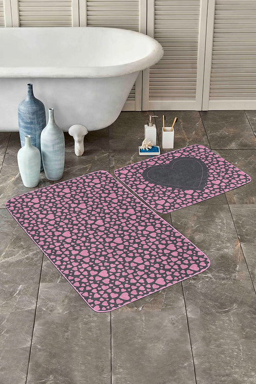 Set di 2 Tappetini da bagno antiscivolo Deniz BPS298 Rectangle Multicolore, 100 x 60 cm / 60 x 50 cm