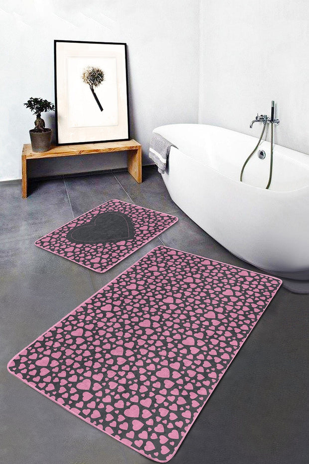 Set di 2 Tappetini da bagno antiscivolo Deniz BPS298 Rectangle Multicolore, 100 x 60 cm / 60 x 50 cm (2)