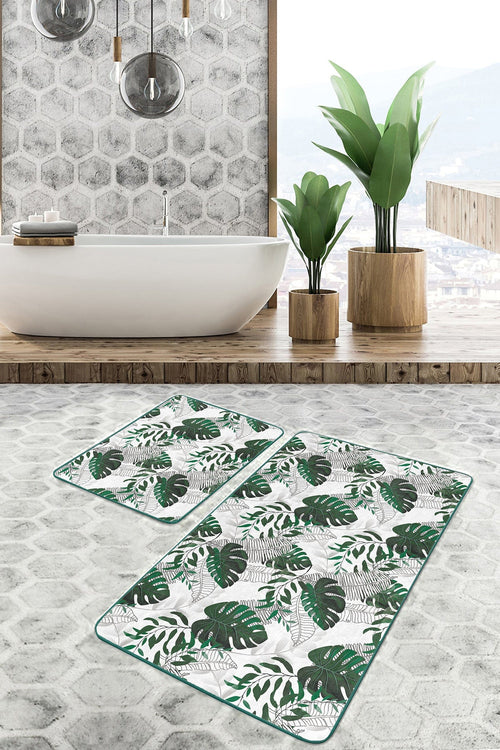 Set di 2 Tappetini da bagno antiscivolo Derya BPS451 Rectangle Multicolore, 100 x 60 cm / 60 x 50 cm