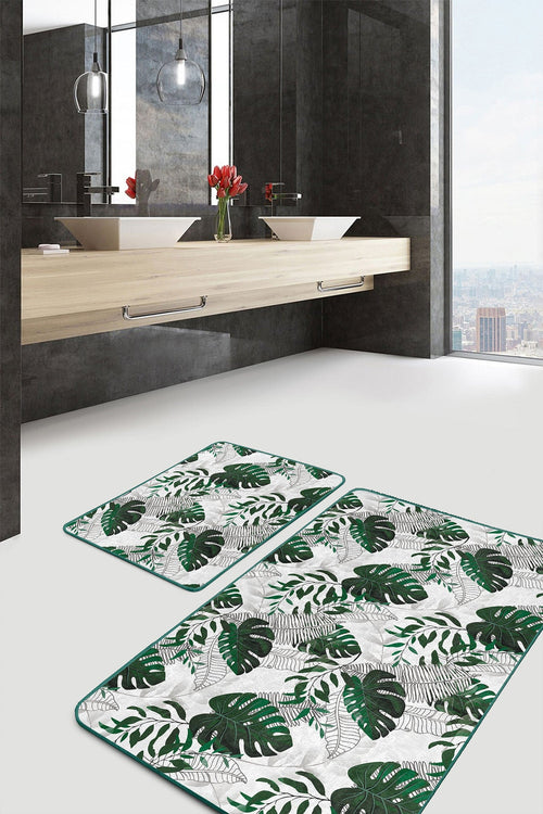 Set di 2 Tappetini da bagno antiscivolo Derya BPS451 Rectangle Multicolore, 100 x 60 cm / 60 x 50 cm (1)