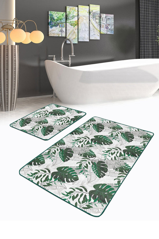 Set di 2 Tappetini da bagno antiscivolo Derya BPS451 Rectangle Multicolore, 100 x 60 cm / 60 x 50 cm (2)
