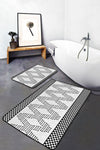 Set di 2 Tappetini da bagno antiscivolo Derya BPS453 Rectangle Multicolore, 100 x 60 cm / 60 x 50 cm