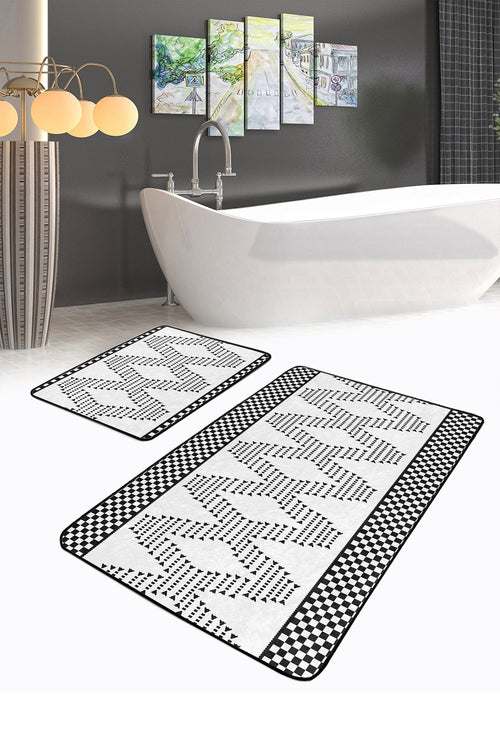 Set di 2 Tappetini da bagno antiscivolo Derya BPS453 Rectangle Multicolore, 100 x 60 cm / 60 x 50 cm (1)