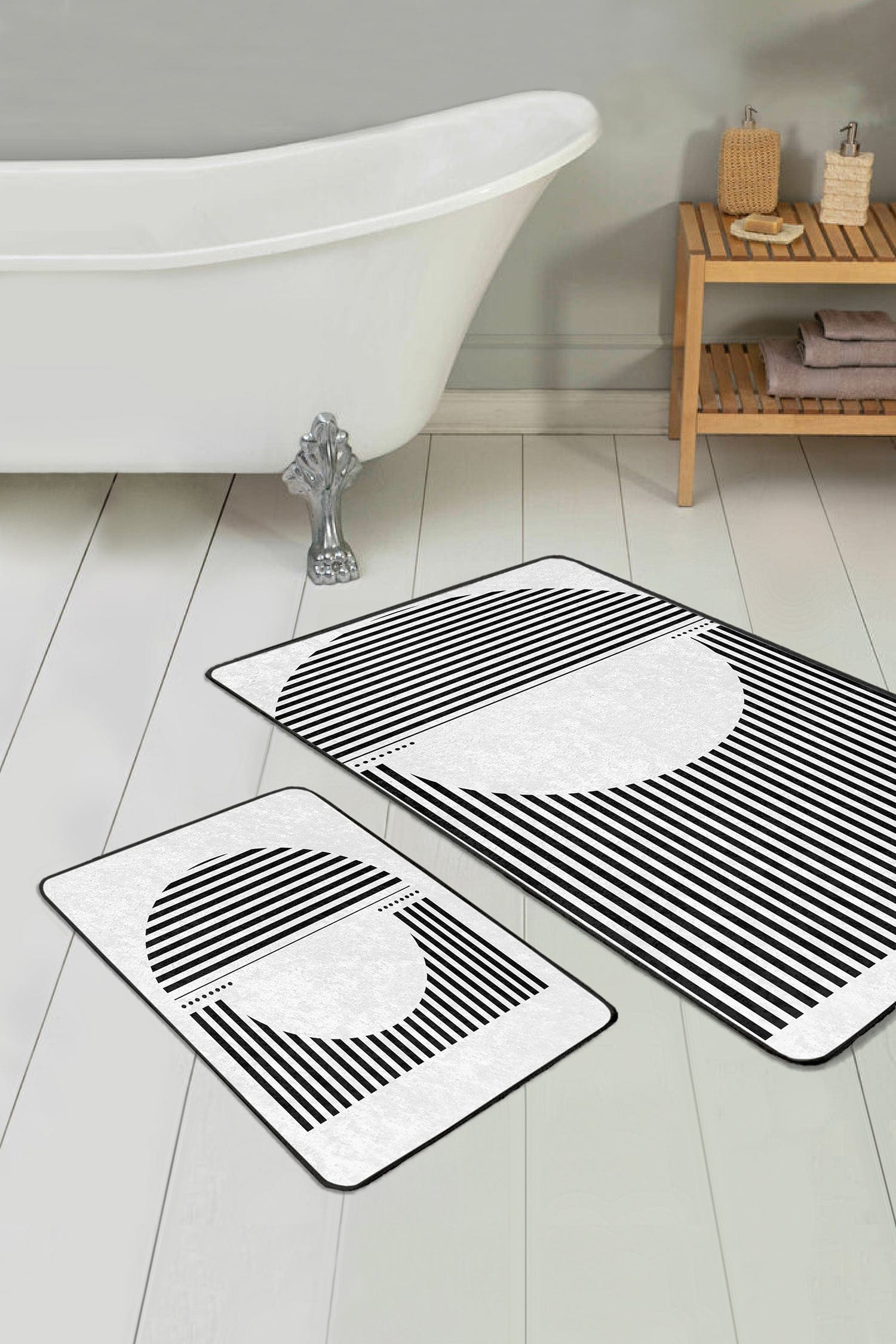 Set di 2 Tappetini da bagno antiscivolo Derya BPS454 Rectangle Multicolore, 100 x 60 cm / 60 x 50 cm