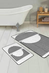 Set di 2 Tappetini da bagno antiscivolo Derya BPS454 Rectangle Multicolore, 100 x 60 cm / 60 x 50 cm