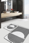 Set di 2 Tappetini da bagno antiscivolo Derya BPS454 Rectangle Multicolore, 100 x 60 cm / 60 x 50 cm (1)