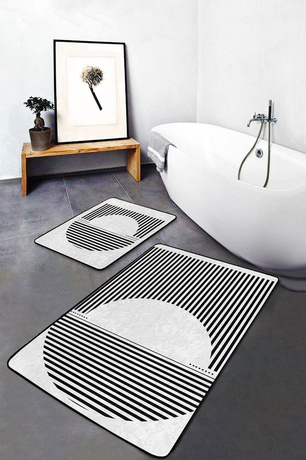 Set di 2 Tappetini da bagno antiscivolo Derya BPS454 Rectangle Multicolore, 100 x 60 cm / 60 x 50 cm (2)