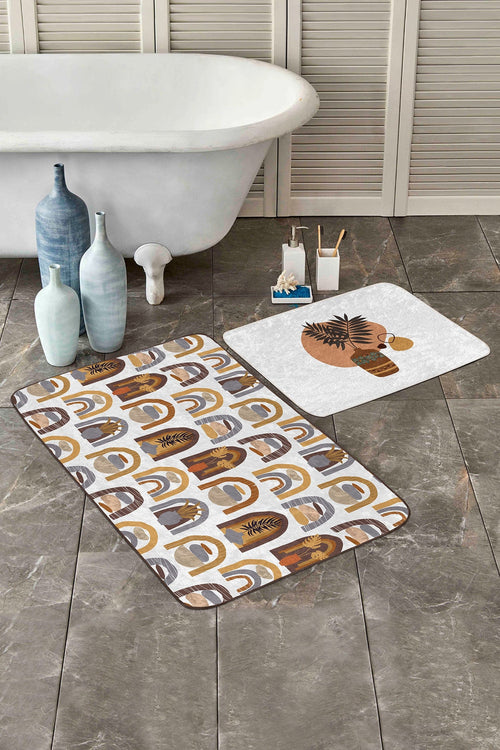 Set di 2 Tappetini da bagno antiscivolo Derya BPS456 Rectangle Multicolore, 100 x 60 cm / 60 x 50 cm