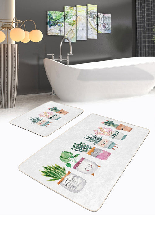 Set di 2 Tappetini da bagno antiscivolo Derya BPS457 Rectangle Multicolore, 100 x 60 cm / 60 x 50 cm (1)