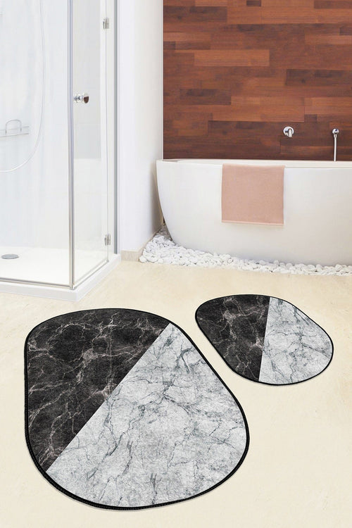 Set di 2 Tappetini da bagno antiscivolo Devin BPS611 Oval Multicolore, 100 x 60 cm / 60 x 50 cm (1)