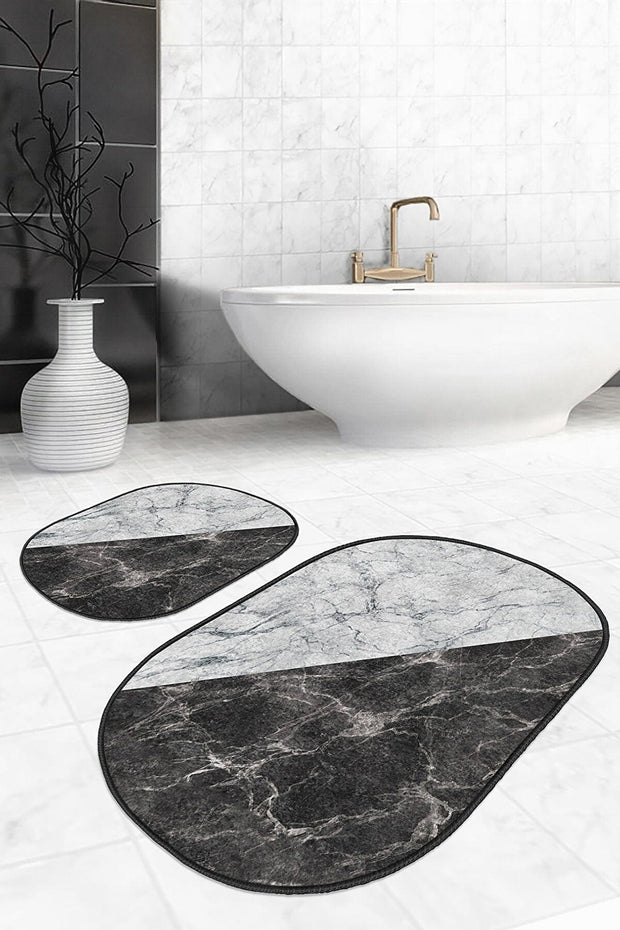 Set di 2 Tappetini da bagno antiscivolo Devin BPS611 Oval Multicolore, 100 x 60 cm / 60 x 50 cm (2)