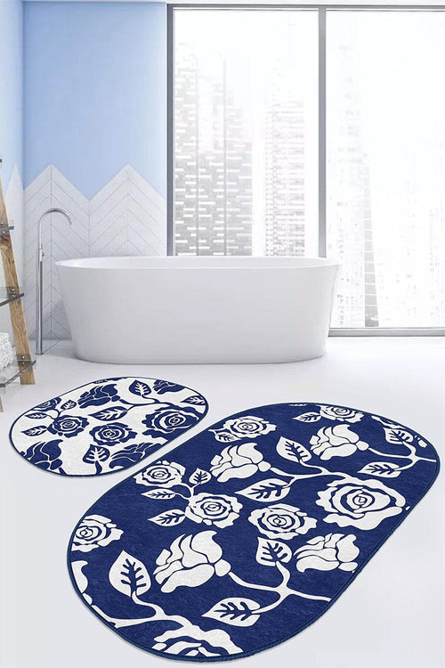 Set di 2 Tappetini da bagno antiscivolo Devin BPS612 Oval Multicolore, 100 x 60 cm / 60 x 50 cm