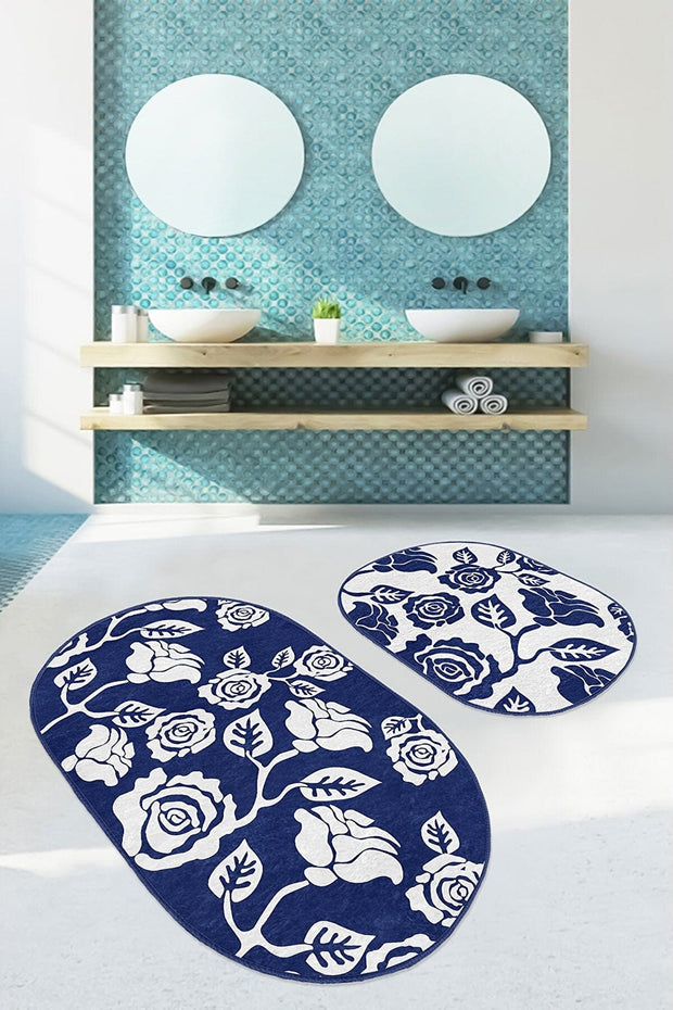 Set di 2 Tappetini da bagno antiscivolo Devin BPS612 Oval Multicolore, 100 x 60 cm / 60 x 50 cm (1)
