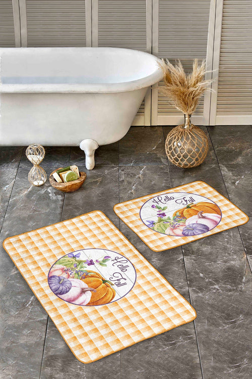 Set di 2 Tappetini da bagno antiscivolo Dicle BPS409 Rectangle Multicolore, 100 x 60 cm / 60 x 50 cm