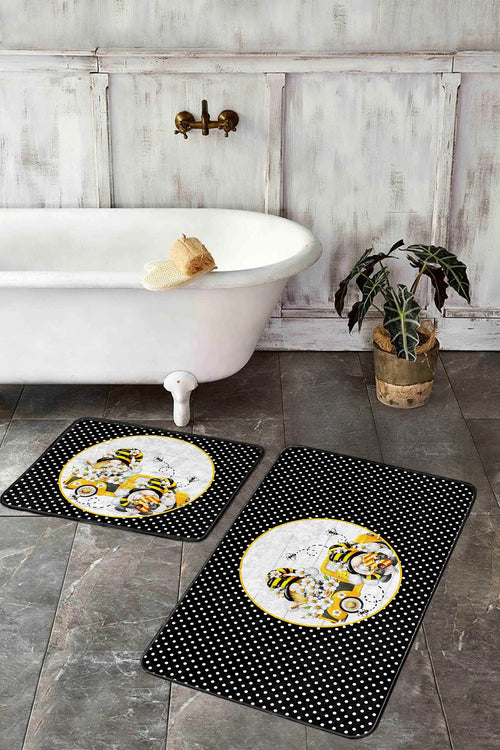 Set di 2 Tappetini da bagno antiscivolo Dicle BPS410 Rectangle Multicolore, 100 x 60 cm / 60 x 50 cm