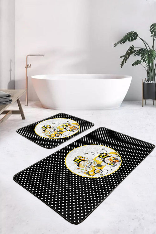 Set di 2 Tappetini da bagno antiscivolo Dicle BPS410 Rectangle Multicolore, 100 x 60 cm / 60 x 50 cm (1)