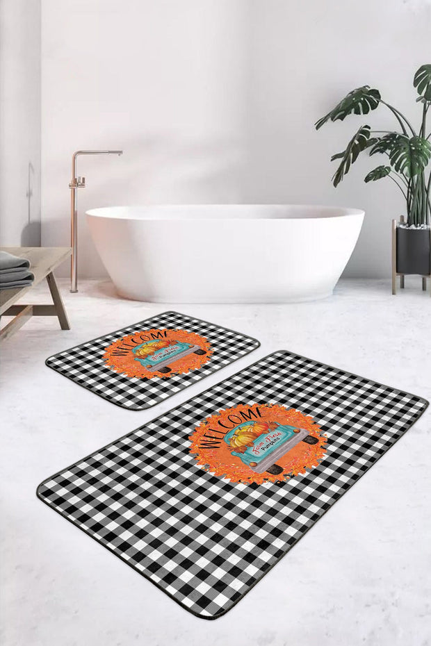 Set di 2 Tappetini da bagno antiscivolo Dicle BPS411 Rectangle Multicolore, 100 x 60 cm / 60 x 50 cm