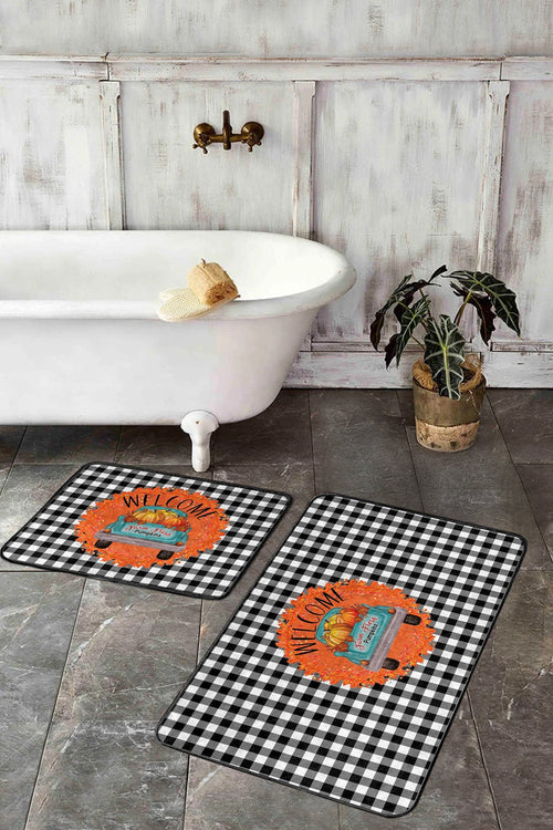 Set di 2 Tappetini da bagno antiscivolo Dicle BPS411 Rectangle Multicolore, 100 x 60 cm / 60 x 50 cm (1)