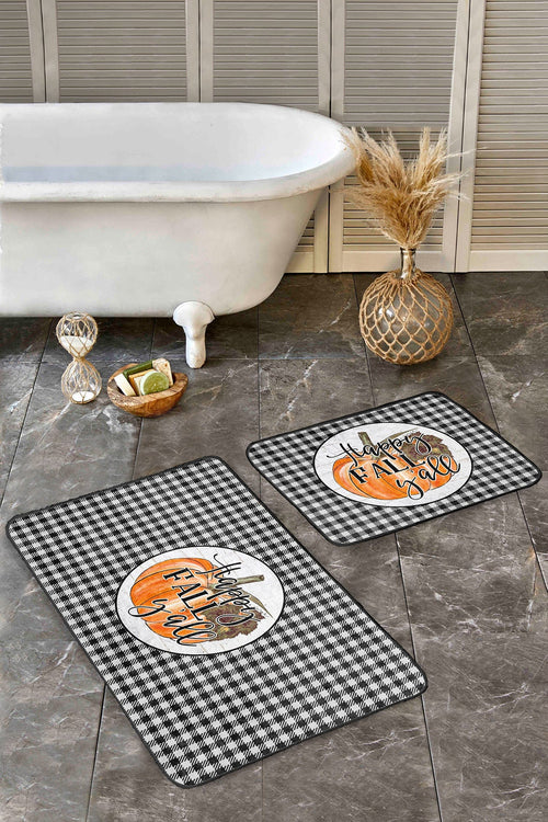 Set di 2 Tappetini da bagno antiscivolo Dicle BPS412 Rectangle Multicolore, 100 x 60 cm / 60 x 50 cm (1)
