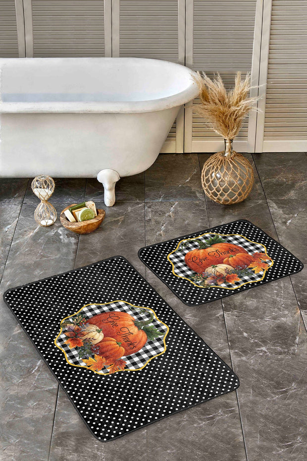 Set di 2 Tappetini da bagno antiscivolo Dicle BPS413 Rectangle Multicolore, 100 x 60 cm / 60 x 50 cm (2)