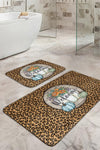 Set di 2 Tappetini da bagno antiscivolo Dicle BPS415 Rectangle Multicolore, 100 x 60 cm / 60 x 50 cm