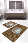 Set di 2 Tappetini da bagno antiscivolo Dicle BPS415 Rectangle Multicolore, 100 x 60 cm / 60 x 50 cm (1)