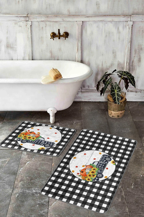 Set di 2 Tappetini da bagno antiscivolo Dicle BPS416 Rectangle Multicolore, 100 x 60 cm / 60 x 50 cm (1)
