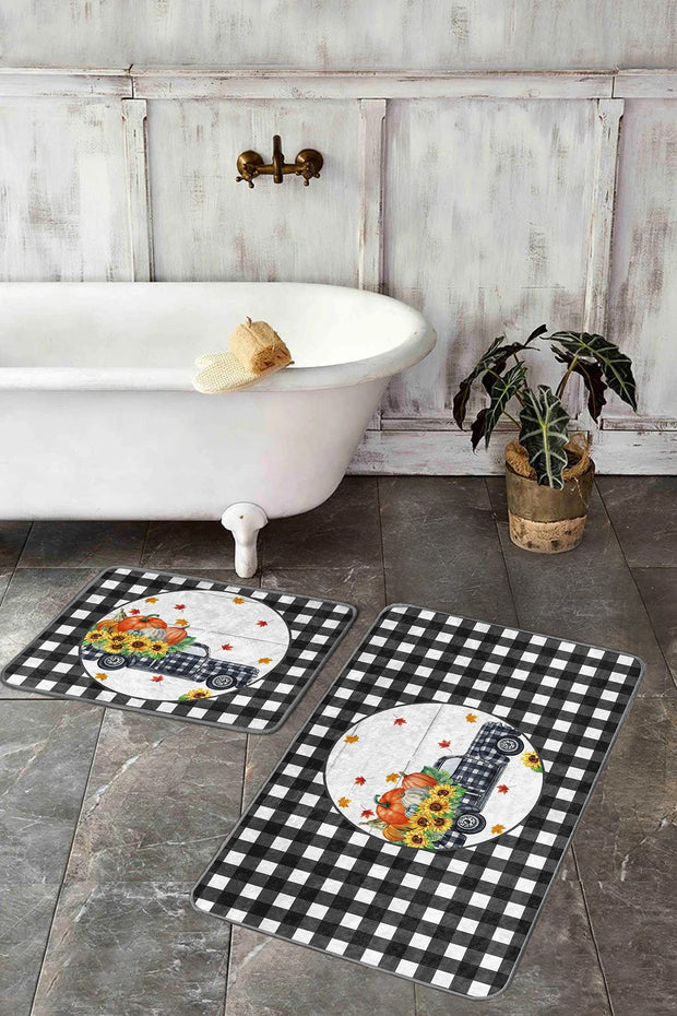 Set di 2 Tappetini da bagno antiscivolo Dicle BPS416 Rectangle Multicolore, 100 x 60 cm / 60 x 50 cm (1)