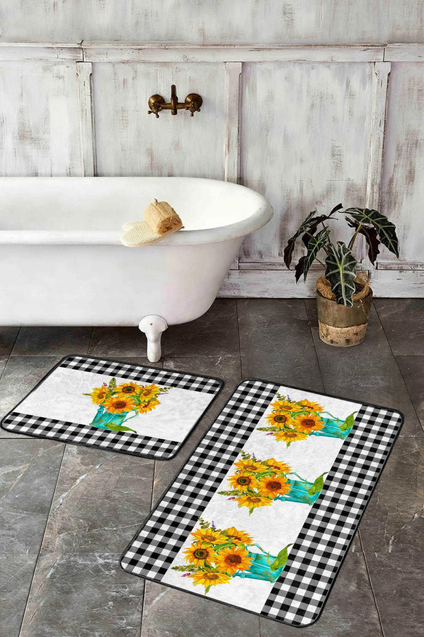 Set di 2 Tappetini da bagno antiscivolo Dicle BPS417 Rectangle Multicolore, 100 x 60 cm / 60 x 50 cm (2)