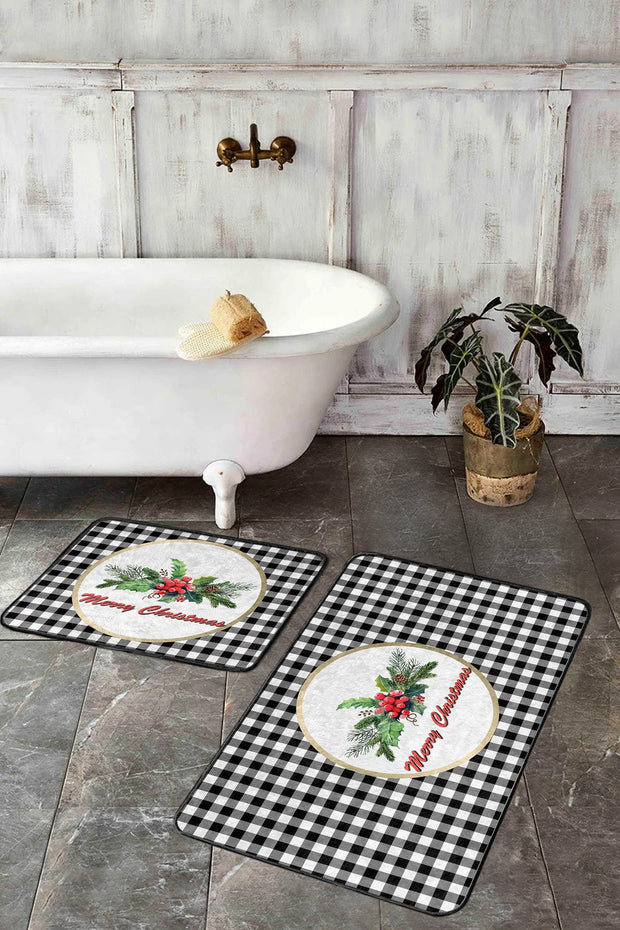 Set di 2 Tappetini da bagno antiscivolo Dicle BPS418 Rectangle Multicolore, 100 x 60 cm / 60 x 50 cm (1)