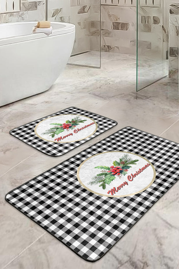 Set di 2 Tappetini da bagno antiscivolo Dicle BPS418 Rectangle Multicolore, 100 x 60 cm / 60 x 50 cm (2)