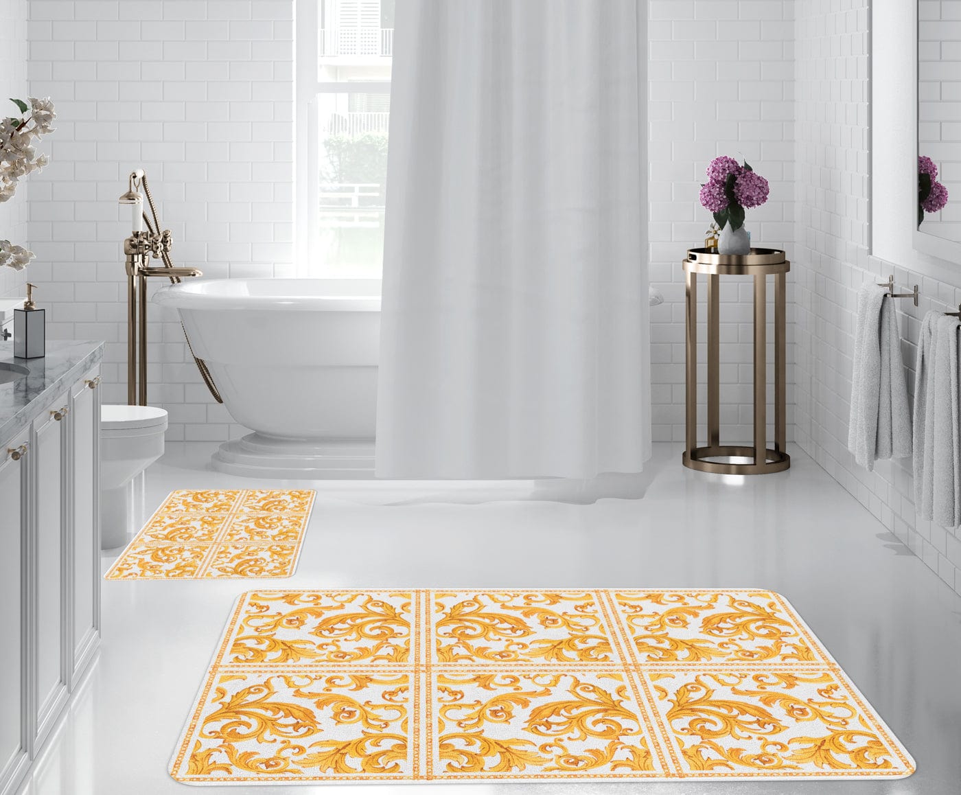 Set di 2 Tappetini da bagno antiscivolo Digital 104 Multicolore, 50 x 70 / 70 x 100 cm