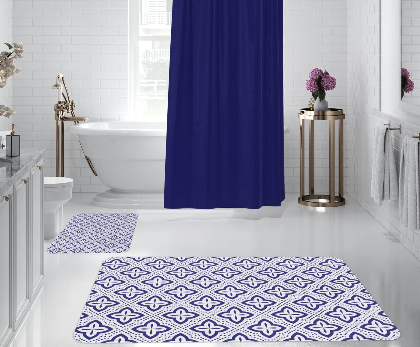 Set di 2 Tappetini da bagno antiscivolo Digital 107 Multicolore, 50 x 70 / 70 x 100 cm