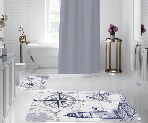 Set di 2 Tappetini da bagno antiscivolo Digital 108 Multicolore, 40 x 60 / 60 x 90 cm (1)