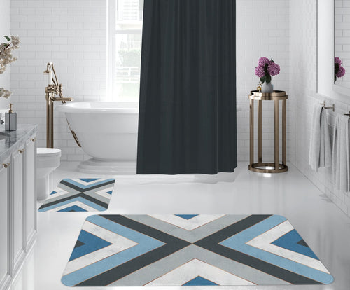 Set di 2 Tappetini da bagno antiscivolo Digital 129 Multicolore, 50 x 70 / 70 x 100 cm