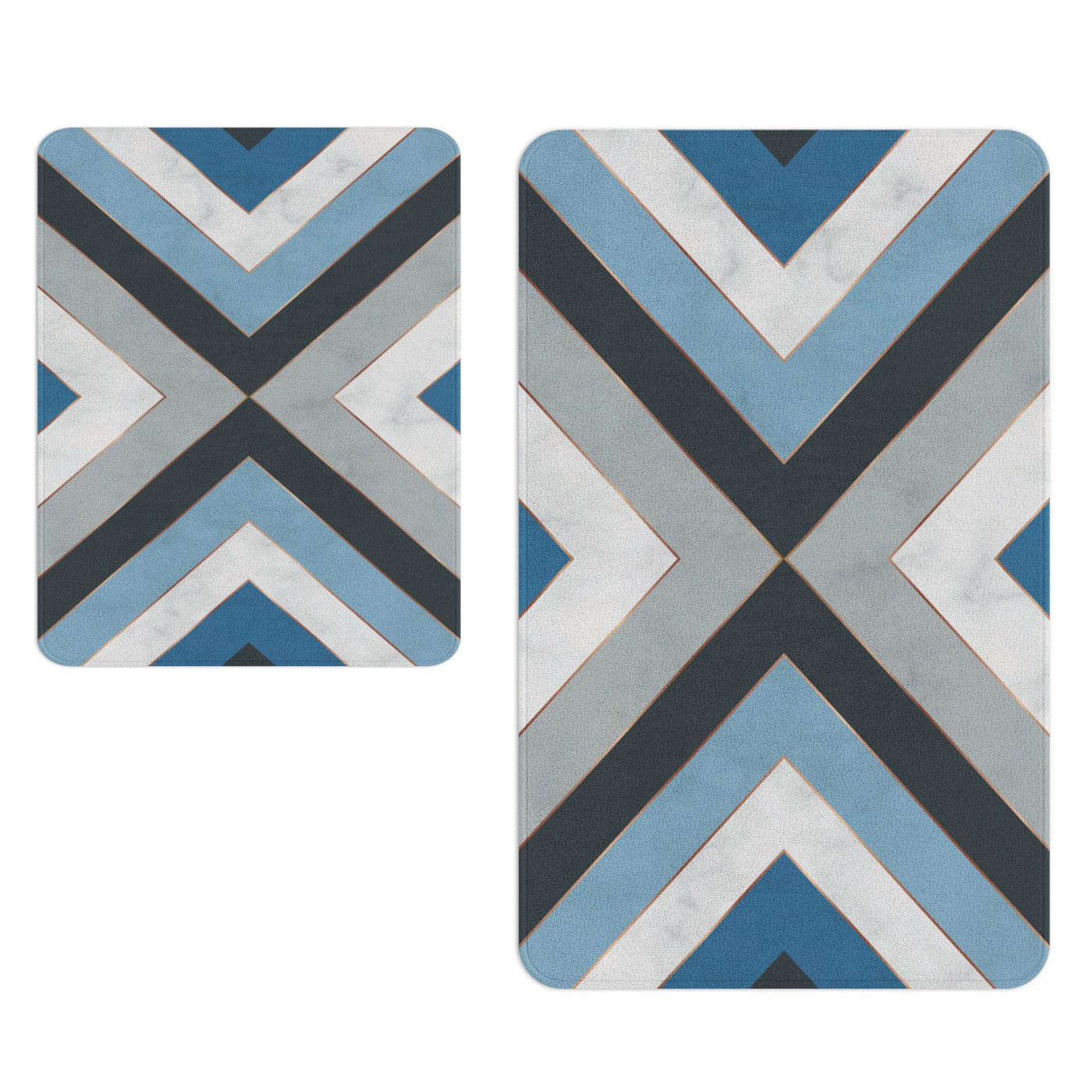 Set di 2 Tappetini da bagno antiscivolo Digital 129 Multicolore, 50 x 70 / 70 x 100 cm (1)