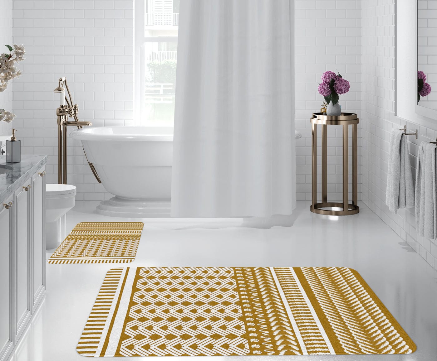 Set di 2 Tappetini da bagno antiscivolo Digital 133 Multicolore, 50 x 70 / 70 x 100 cm