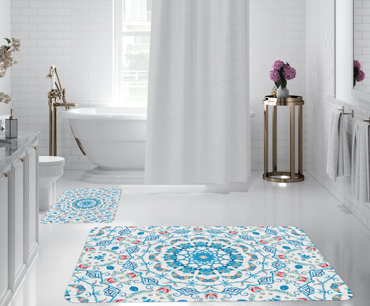 Set di 2 Tappetini da bagno antiscivolo Digital 134 Multicolore, 50 x 70 / 70 x 100 cm