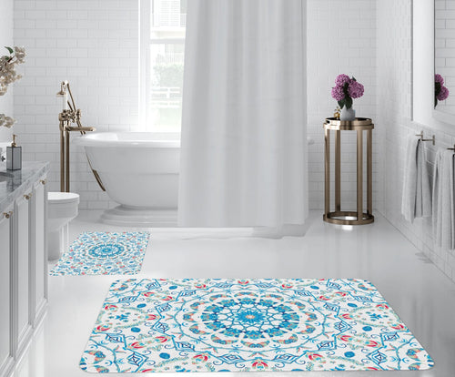 Set di 2 Tappetini da bagno antiscivolo Digital 134 Multicolore, 50 x 70 / 70 x 100 cm