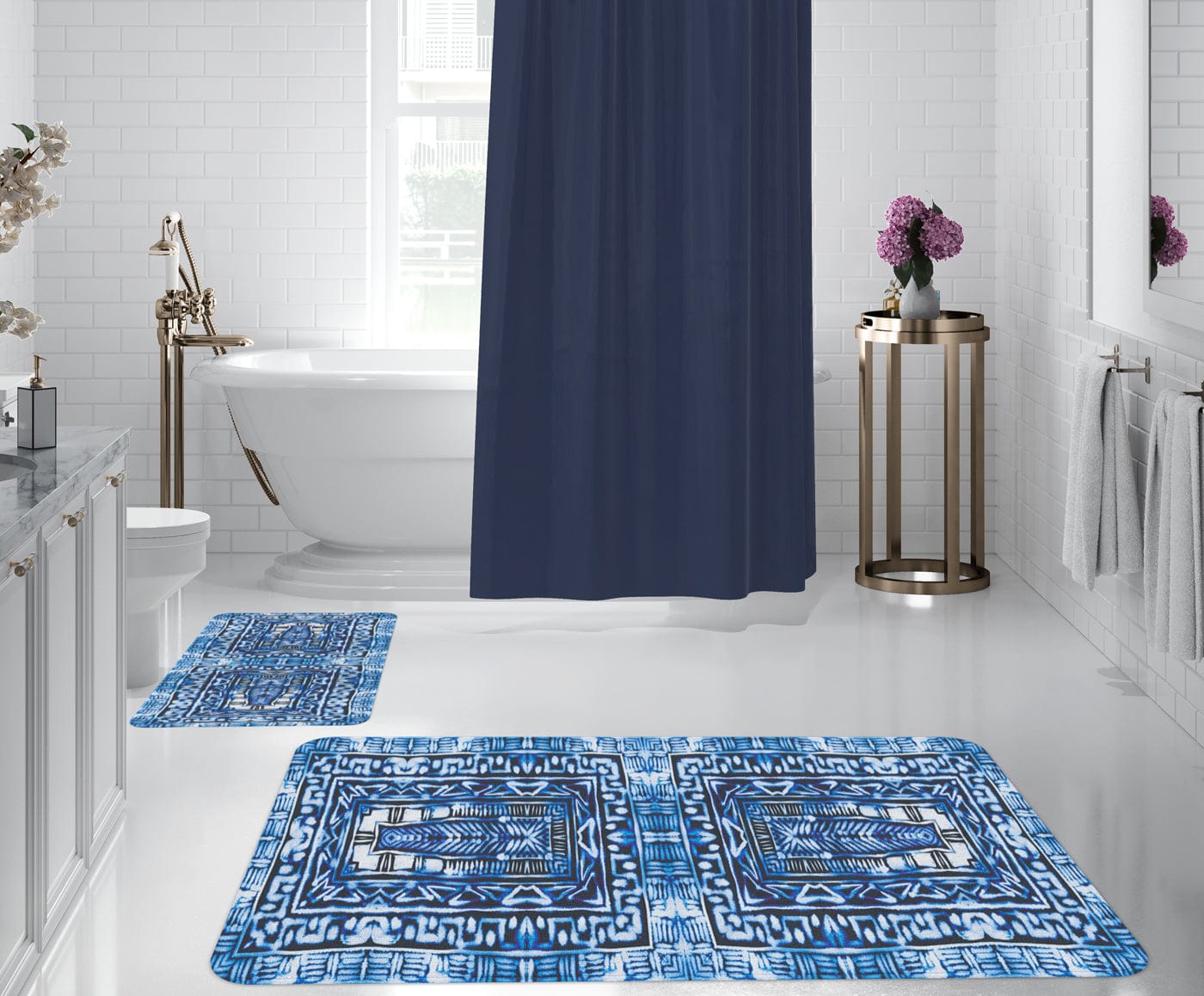 Set di 2 Tappetini da bagno antiscivolo Digital 144 Multicolore, 50 x 70 / 70 x 100 cm
