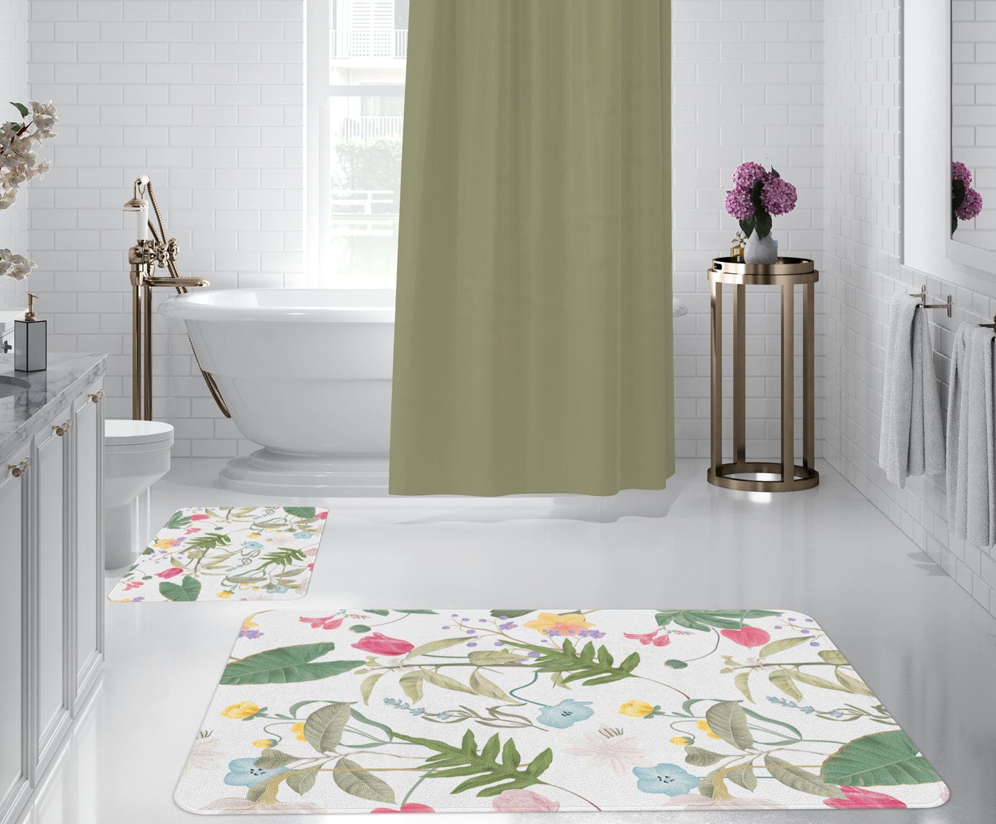 Set di 2 Tappetini da bagno antiscivolo Digital 148 Multicolore, 50 x 70 / 70 x 100 cm