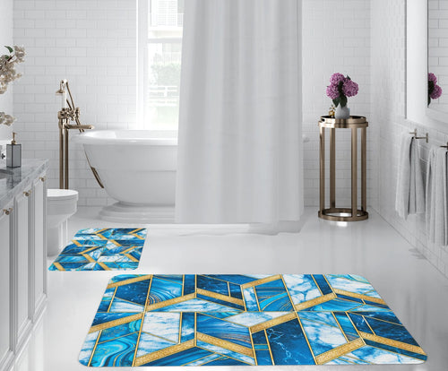 Set di 2 Tappetini da bagno antiscivolo Digital 152 Multicolore, 50 x 70 / 70 x 100 cm