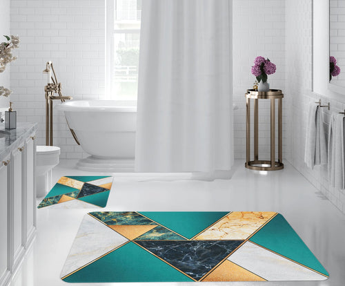 Set di 2 Tappetini da bagno antiscivolo Digital 154 Multicolore, 40 x 60 / 60 x 90 cm (1)