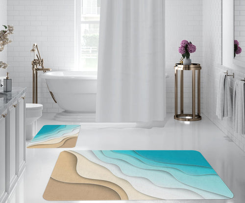 Set di 2 Tappetini da bagno antiscivolo Digital 156 Multicolore, 50 x 70 / 70 x 100 cm