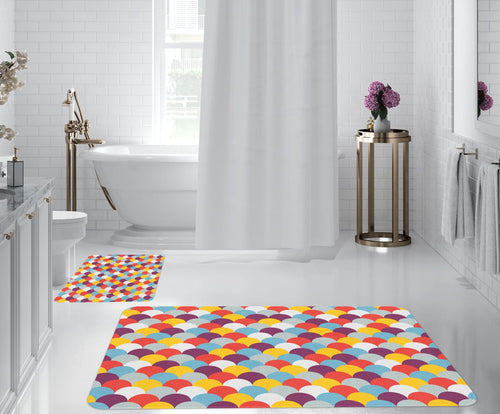 Set di 2 Tappetini da bagno antiscivolo Digital 160 Multicolore, 40 x 60 / 60 x 90 cm (1)