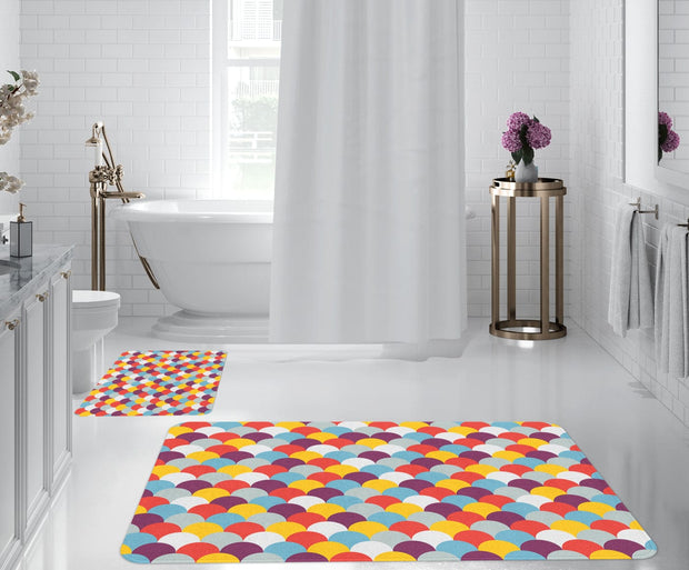 Set di 2 Tappetini da bagno antiscivolo Digital 160 Multicolore, 40 x 60 / 60 x 90 cm (1)
