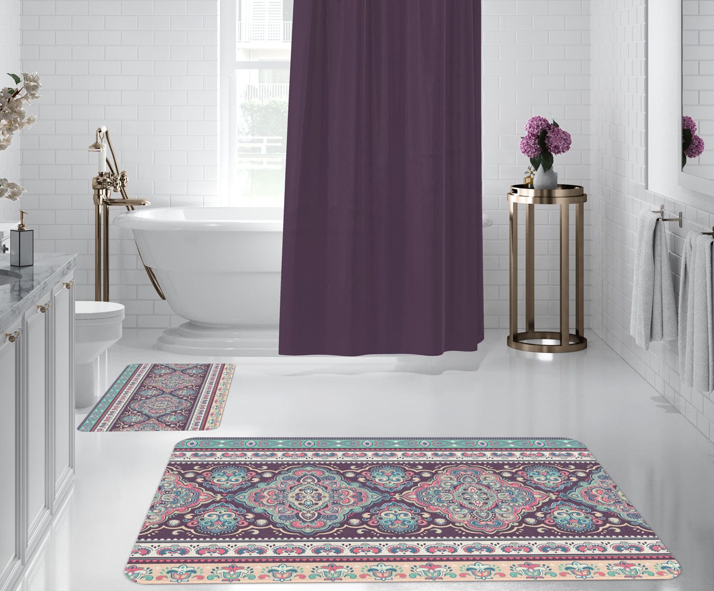 Set di 2 Tappetini da bagno antiscivolo Digital 162 Multicolore, 50 x 70 / 70 x 100 cm